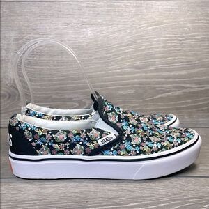 Vans x Discovery Project Cat Little Girl Sz 3 Comfy Cush Slip On Floral Sneakers